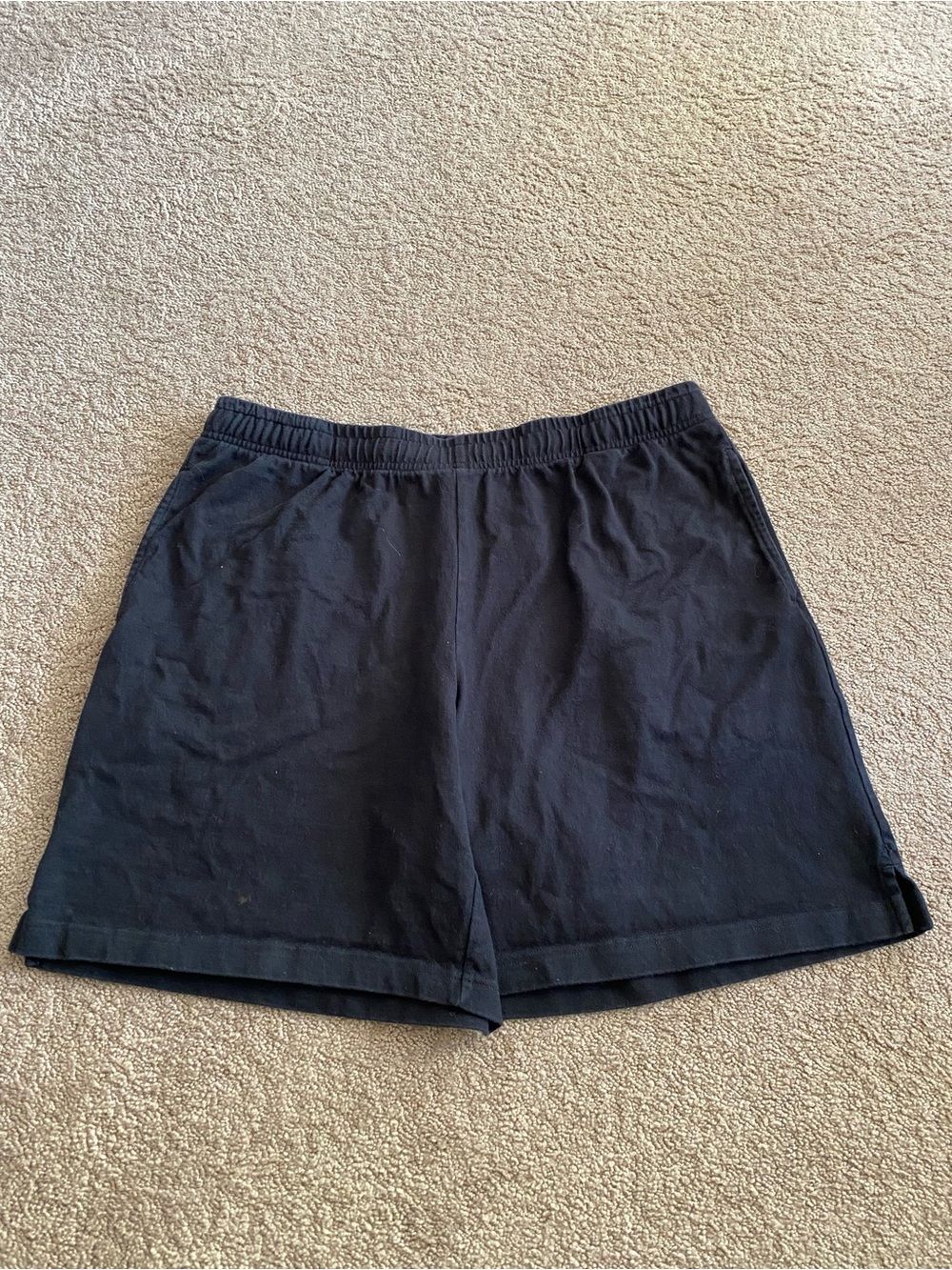 Lands' End Black Elastic Waist Cotton Shorts